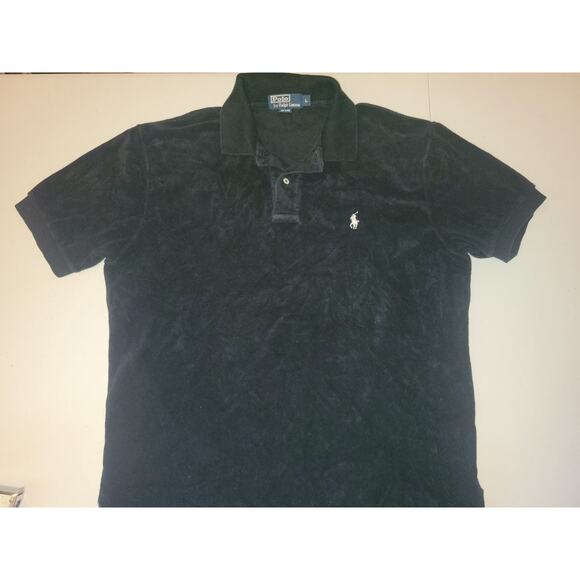 Polo Ralph Lauren Polo Men's Size L Black Terry Cloth Golf Golfer Preppy - Picture 1 of 8